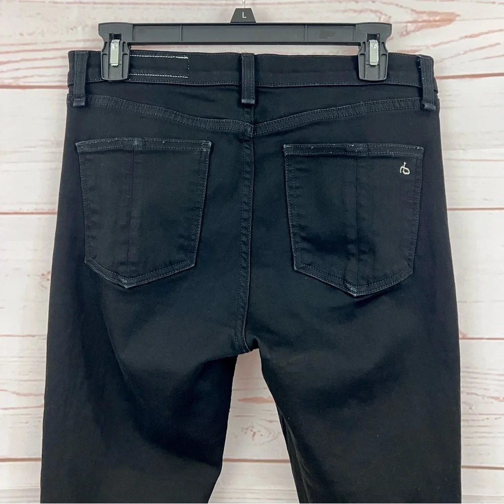 Rag & Bone Black High Rise Capri Black Wash Hampton Raw Step Hem Crop Jeans
